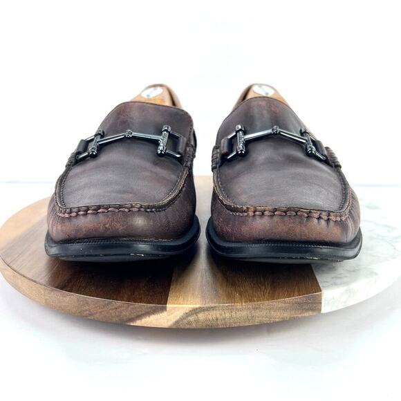 SEGAGO SUSSEX LINK DARK BROWN Leather Hand Sewn Horsebit Slip On Loafers 9.5 M - Picture 2 of 9
